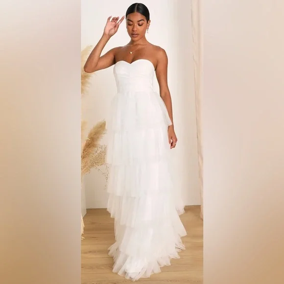 White Strapless Dress - Picture 6 of 6